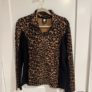 NWT - Jones New York Leopard-Print Jacket in Black & Brown